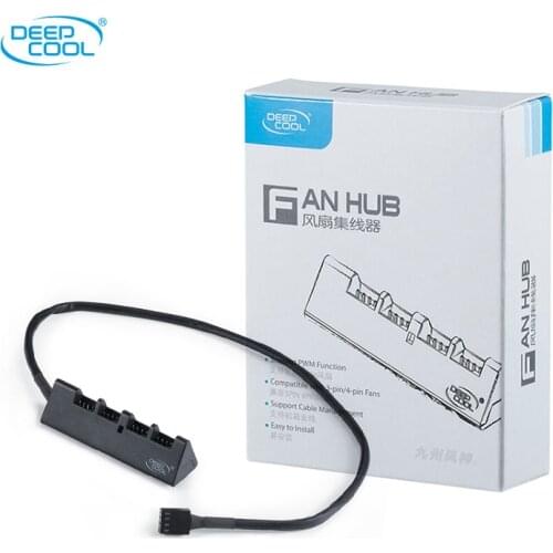 DEEPCOOL 1 to 10/1 to 4 Cooling Fan Hub Splitter Cable 4pin PWM Powered by SATA Interface with LED indicator Mounting Sticker