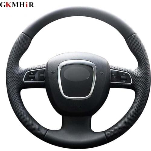 DIY Black Artificial Leather Car Steering Wheel Covers Case for Audi A3 (8P) A4 (B8) A5 2008-2010 A6 (C6) 2007-2011