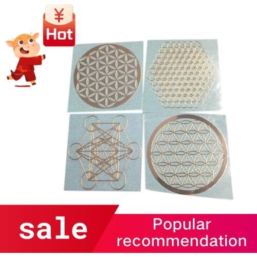 Hot 3C-4Pcs/Set New Metal Energy Decor Sticker Flower Of Life