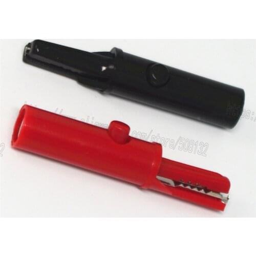 Insulated cylinder crocodile clip Alligator Clip for test probe leads red/black