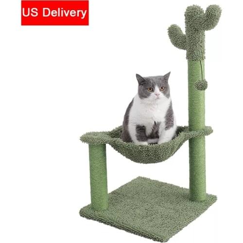 Pet Scratching Post Tree Cat Tree with Hammock Bed Cat Climbing Frame M/L 2 Colors Kitten Toys Fast shipping to US Pet Supplies