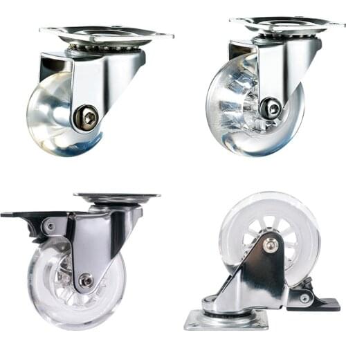 2/3 Inch Swivel Caster Wheels Heavy Duty Industrial Caster With M8 x 15mm Threaded Stem No Noise PU Wheels For Carts workbench