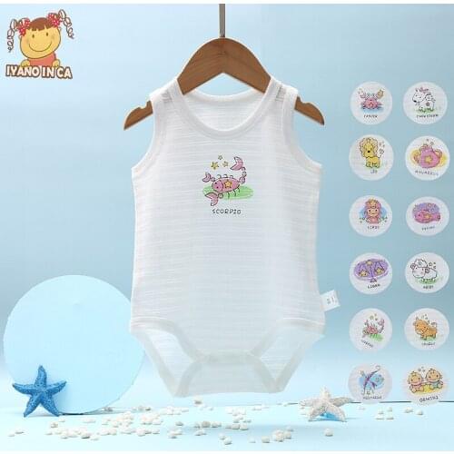 2020 New Baby Bodysuit Vest Summer Newborn Constellation Pattern Boys Girls Vest Climbing Suit White Jumpsuits Clothes