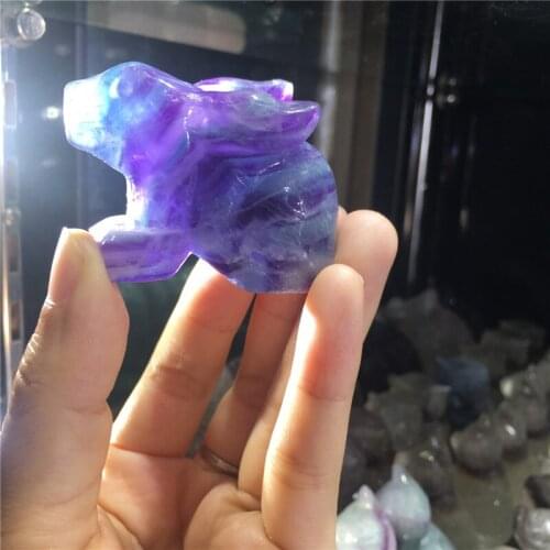 Beautiful natural stones and minerals colorful fluorite hand carving cute rabbit figurine as gifts for home decoration wholesale