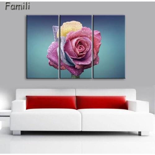 Red Rose Canvas Painting 3 Piece Wall Art Picture for Wall Decor Canvas Prints Wall Paintings for Bedroom Home Decor No Frame