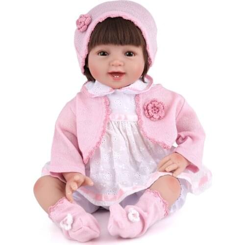 55cm 22inch Babies Reborn Doll Cute Silicone Lifelike New Born Baby Doll with Nipple for Baby Girl New Year Birthday Gift