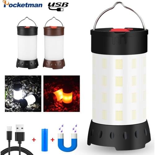 Camp Lamp LED Camping Light USB Rechargeable Flashlight Dimmable Spotlight Work Light Waterproof Searchlight Emergency Torch