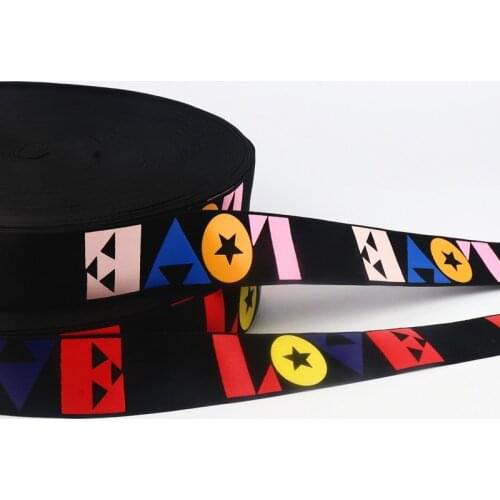 4cm LOVE Elastic Bands Jacquard Printed Rubber Band Stretch Clothing Lace Ribbon Waistband Shoulder DIY Garment Accessories 1M