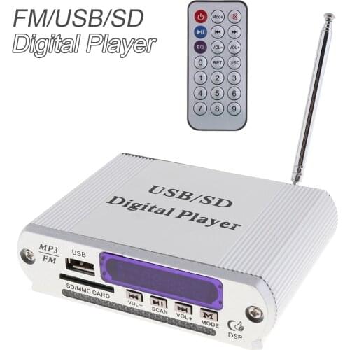 Mini Dazzle LED Level Display Power Amplifier Digital Audio Music Player Remote Control FM MP3 SD USB DVD for Car Motorcycle