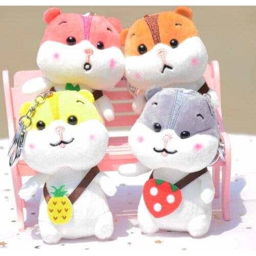 Fashion new 11cm plush Favorite Hamster Carry fruit bag soft Pendant bag decoration Keychain festival christmas gift for friend