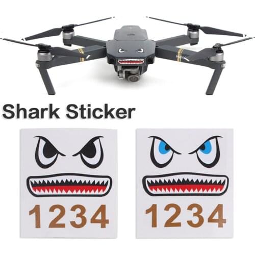 Drone Shark Mouth Sticker DIY Shark Face Design Sticker Decal Skin For DJI Mavic Pro Anti Scratch Skin Guard Drone Accessories