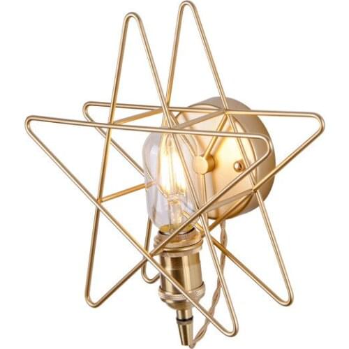 Nordic Pentagram wall lamp corridor stair corridor bedroom bedside entry brass star background wall gold wall lamp
