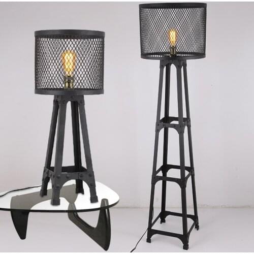Nordic American loft desk lamp retro industrial wind metal iron living room office restaurant floor lights black standard lamp