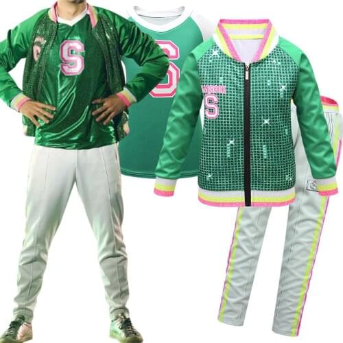 New ! Movie Zombies 2 Cosplay Costume For Kids Boys Autumn Jacket + Tops + Pant Suits Baseball Uniform Halloween Costumes C70M6