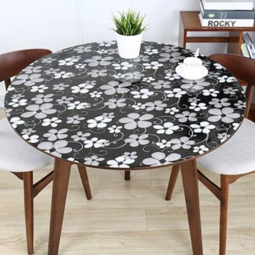 HAZY PVC Transparent Tablecloth Waterproof Round Table Cloths Protect the Desktop Soft Glass for Kitchen Home Decoration