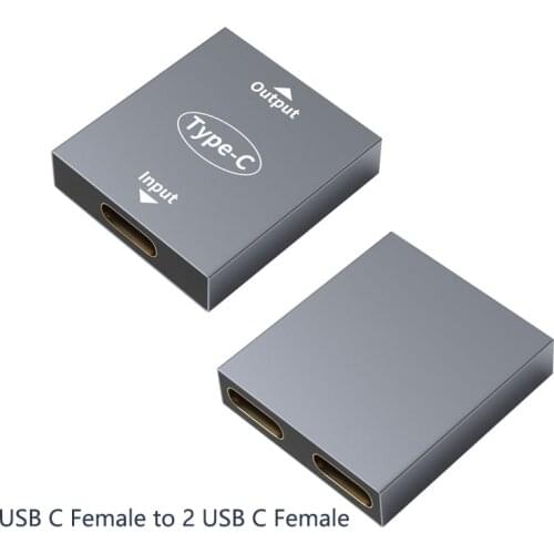 2 in 1 USB Type C Splitter USB C Female to Dual Type C Female Headphone Charger Adapter Splitter Converter