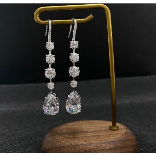 S925 Sterling Silver Luxury White Diamond Dangle Earring For Women Wedding Engagement Ladies Earrings Jewelry Earrings