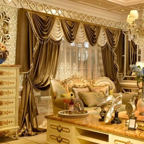 Curtains for Living Room Luxury Palace Simple European Style Luxury Swan Silk Velvet Villa Mantle Head Dining Room Bedroom