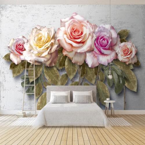 Custom size Chinese style hand-painted peacock flowers 3D wall papers home decor mural bedroom decor self-adhesive wallpaper