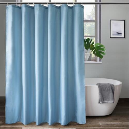 UFRIDAY Durable Polyester Fabric Shower Curtain Solid Blue Bathroom Curtain with Hooks Soft Waterproof Bath Curtain for Hotel
