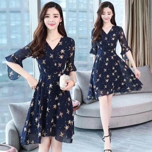 Summer Vintage Chiffon Floral Dress Plus Size Boho Dress 2021 New Elegant Women Midi Dresses Party Casual Sundress Beach Vestido