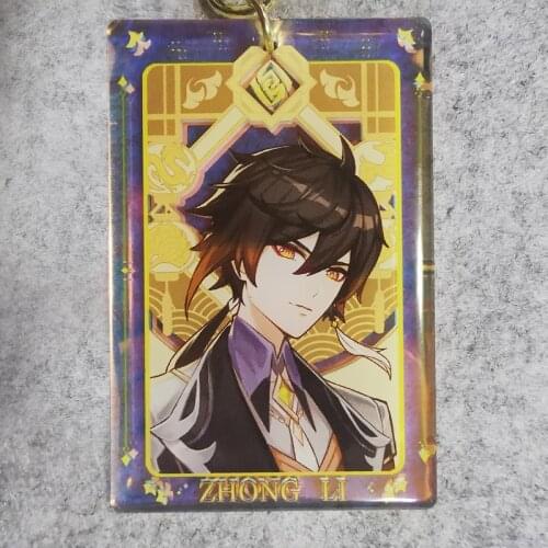 2021 new Genshin Impact fan original design animation peripherals ZHONGLI acrylic key chain pendant gift backpack accessories