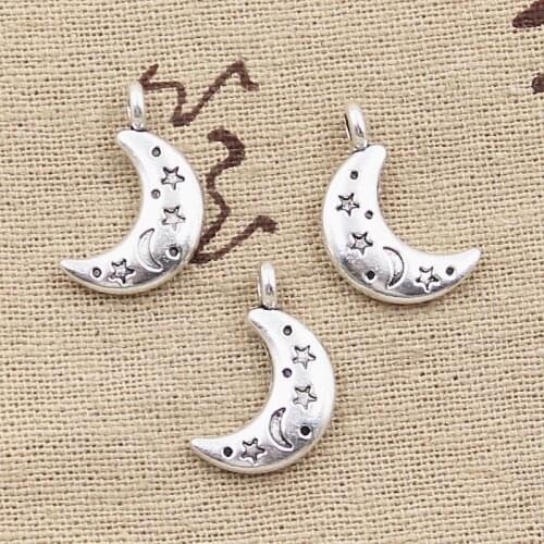 30pcs Charms Moon Star 20x13mm Antique Silver Color Plated Pendants Making DIY Handmade Tibetan Silver Color Jewelry