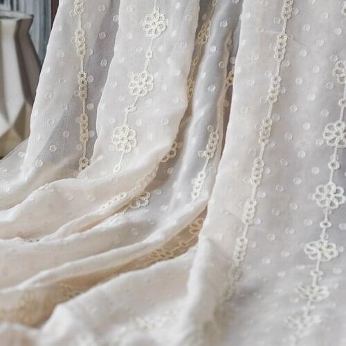 Beige, Gray, Pink Soft Jacquard Embroidered Chiffon Tulle Fabric For Dress Shirts, By The Meter, 150cm Wide