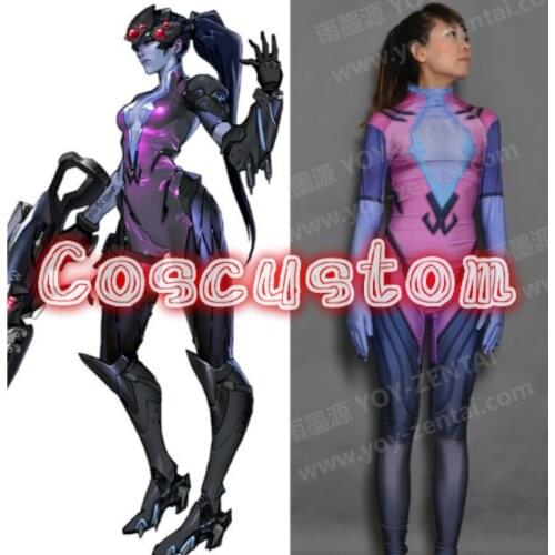 Coscustom High Quality Game OW Widowmaker Costume Widowmaker Suit spandex BodySuit Halloween Cosplay Costume Custom Made