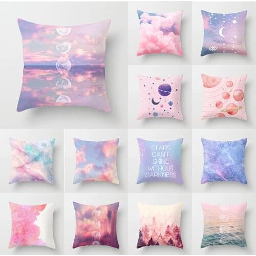 Pink Sky Clouds Series Decorative Pillowcase Cushions for Sofa Polyester / Cotton Pillowcover Decorative
