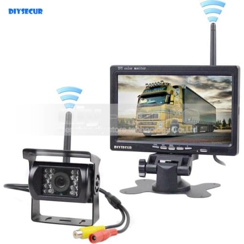 DIYSECUR Wireless Transmission 800 x 480 7inch Car Monitor IR CCD Rear View Backup Camera for Car Bus Truck Caravan Trailer RV