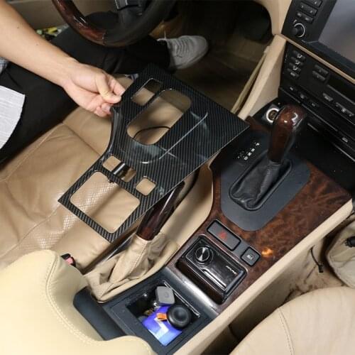 LHD Decorative Frame ABS Carbon Fiber Gear Shift Knob Panel Sticker Trim For BMW 5 Series E39 1998-2001 Car Accessories