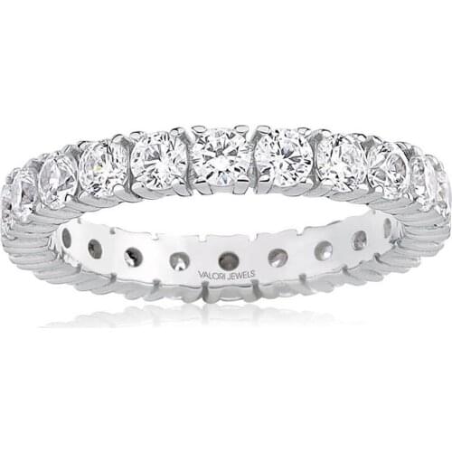 Valori Jewels 2.53 Carat, Zirconia White Round Gemstone, Rhodium Plated, Eternity Ring