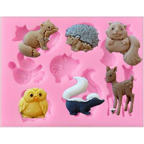 Squirrel/Hedgehog/Owl Cake Chocolate Mold Fandont Candy Cute Silicone Molds Animal Cookies Mold Decorating Baking Tools Aouke