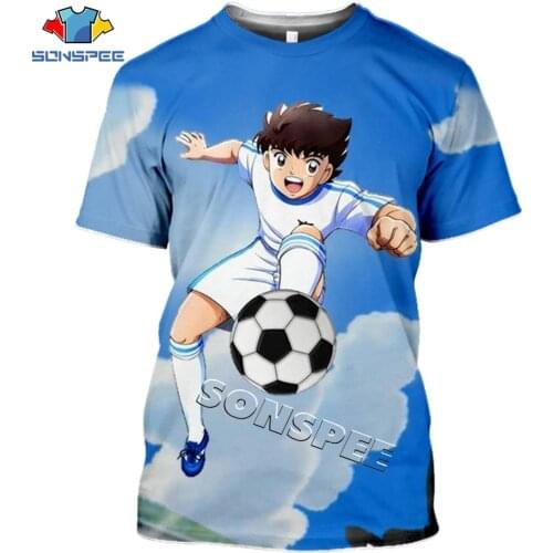 SONSPEE New Cartoon Anime Captain Tsubasa 3D Print Harauku T-Shirt Summer Fashion Mens t shirts Funny Hip hop Tee Boys Clothing