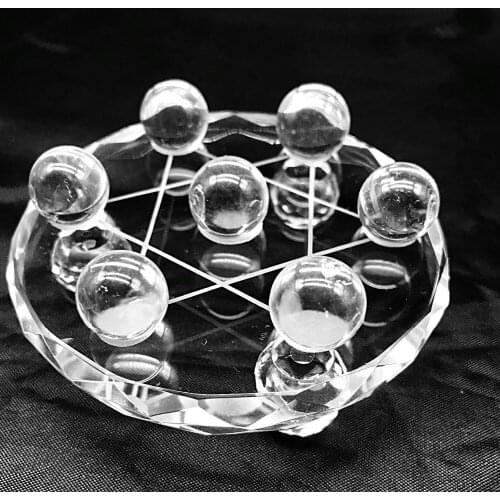 Crystal ball Natural White Quartz Seven Star Group Sphere Ball Chakra+glass base stand reiki healing