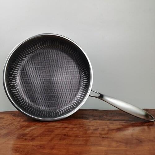 304 Stainless Steel Skillet Household Induction Compatible Nonstick Fry Pan Cookware Use for Kitchen Restaurant