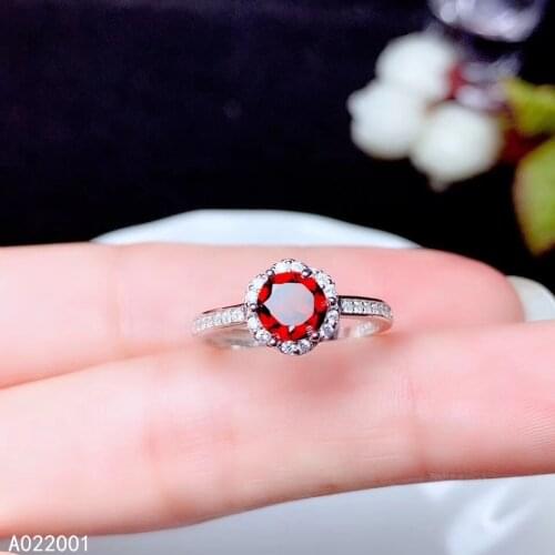 KJJEAXCMY fine jewelry natural garnet 925 sterling silver adjustable gemstone women ring support test popular elegant