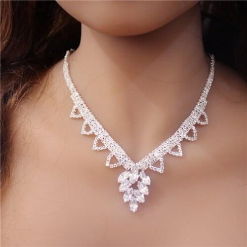 Fashion Zircon Jewelry Set Wholesale And Retail Luxury Romantic Crystal Elegant Womens Casual Party Earrings Necklace Set Gift