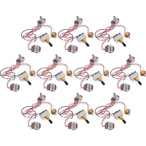 Prewired Wiring Harness Kit 3 Way Toggle Switch 500k Pots Jack for Electric Guitar Parts 10 Set