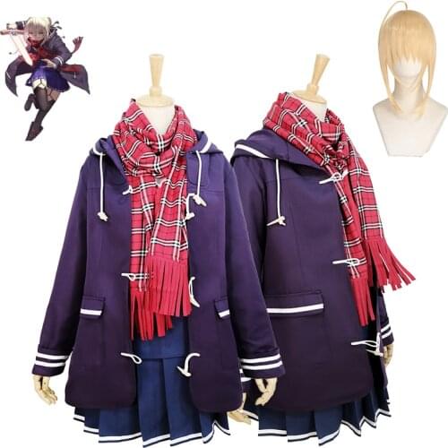 FGO Fate Grand Order Saber Mysterious Heroine X Alter Sailor Suit Dress Coat Jacket Uniform Outfit Anime Cosplay Costumes wig