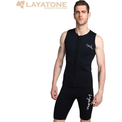 Layatone Mens 3MM Neoprene Wetsuit Vest Jacket Sleeveless Front Zipper Sun Protection Warm Swimming Snorkeling Surfing Wetsuit