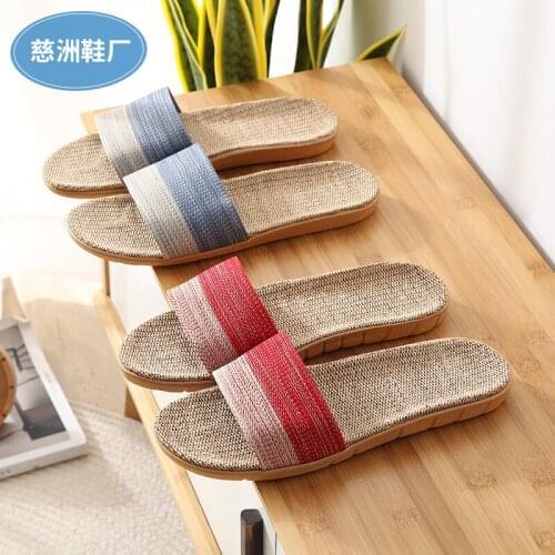 Summer Linen Womens Slippers Casual Indoor Floor Shoes Home Slippers Ladies Open Toe Slippers Flat Shoes slippers women