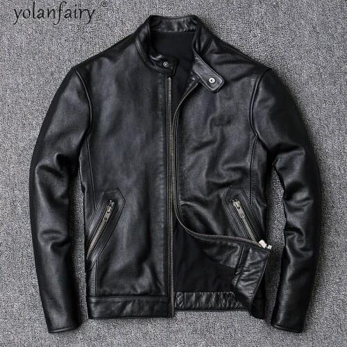 Real Leather Jacket Men Cowhide Sheepskin Coat Spring Autumn Genuine Leather Jackets for Men Plus Size Vintage Coats 2020 KJ4703