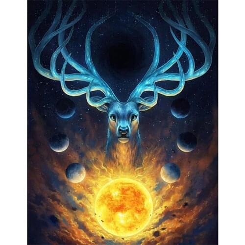 Animal Stag Printed Canvas 11CT Cross Stitch Embroidery Set Needlework Craft Sewing Handmade Home Decor Package Promotions