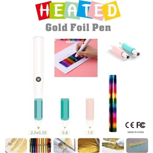All-In-One Kit New Size Heat Foil Pen for Making Craft Designs Cards Album Usb Powered Slim Handle Paper Leather Plastic