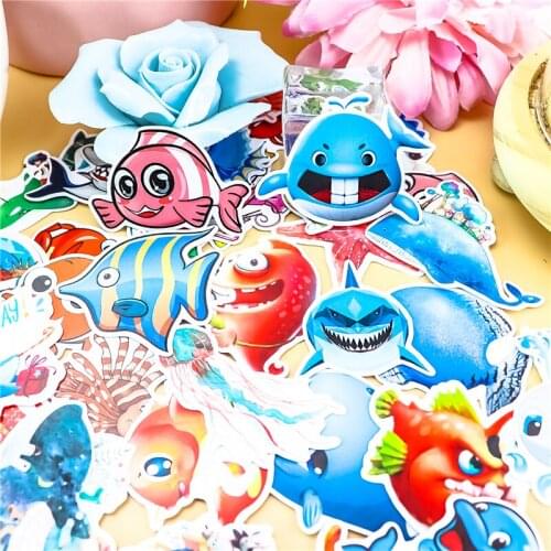 33pcs ocean fish whale Paper Stickers Scrapbooking Decoration DIY toy phoneAblum Diary Label Sticker Kawaii Stationery