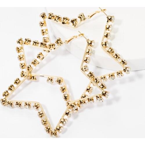 New Fashion Geometric Star Earrings Womens Rhinestone Retro Personality Earrings Party Accessories Temperament Earrings