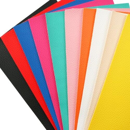 Solid Color Faux Leather Sheets Lychee Bump Texture Synthetic Leather Fabric 20x33cm for DIY Garment Hair Bows Shoes Making