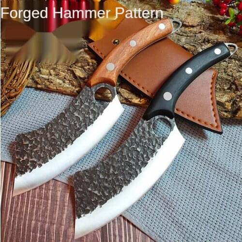 Meat Cleaver Hunting Knife Forged Kitchen Chef Knife Damascus Steel Meat Cleaver Vegetable Cutter Slicer